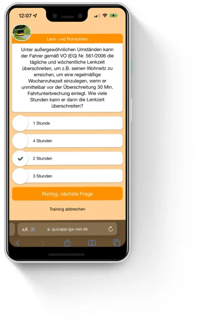 Eine Frage mit Antwortmöglichkeiten aus dem Omnibusverkehr