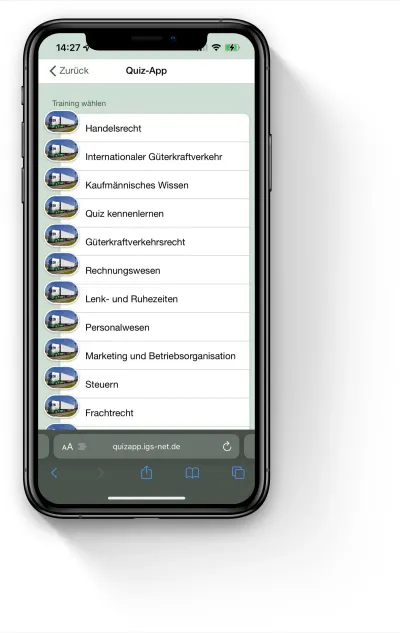 Übersicht der Fragen-Kategorien im Güterkraftverkehr